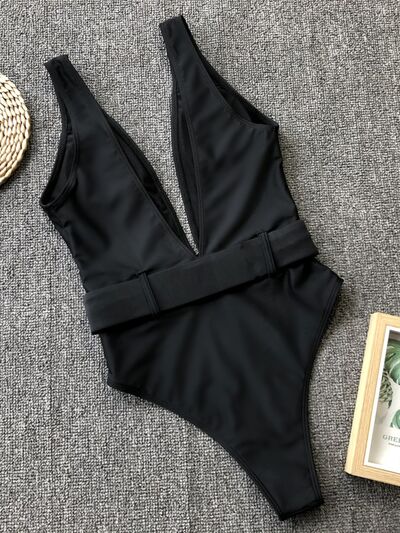 Explore More Collection - Plunge Wide Strap Sleeveless One-Piece Swimwear