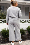 Explore More Collection - Double Take Full Size Textured Long Sleeve Top and Drawstring Pants Set