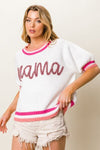 Explore More Collection - BiBi MAMA Contrast Trim Short Sleeve Sweater
