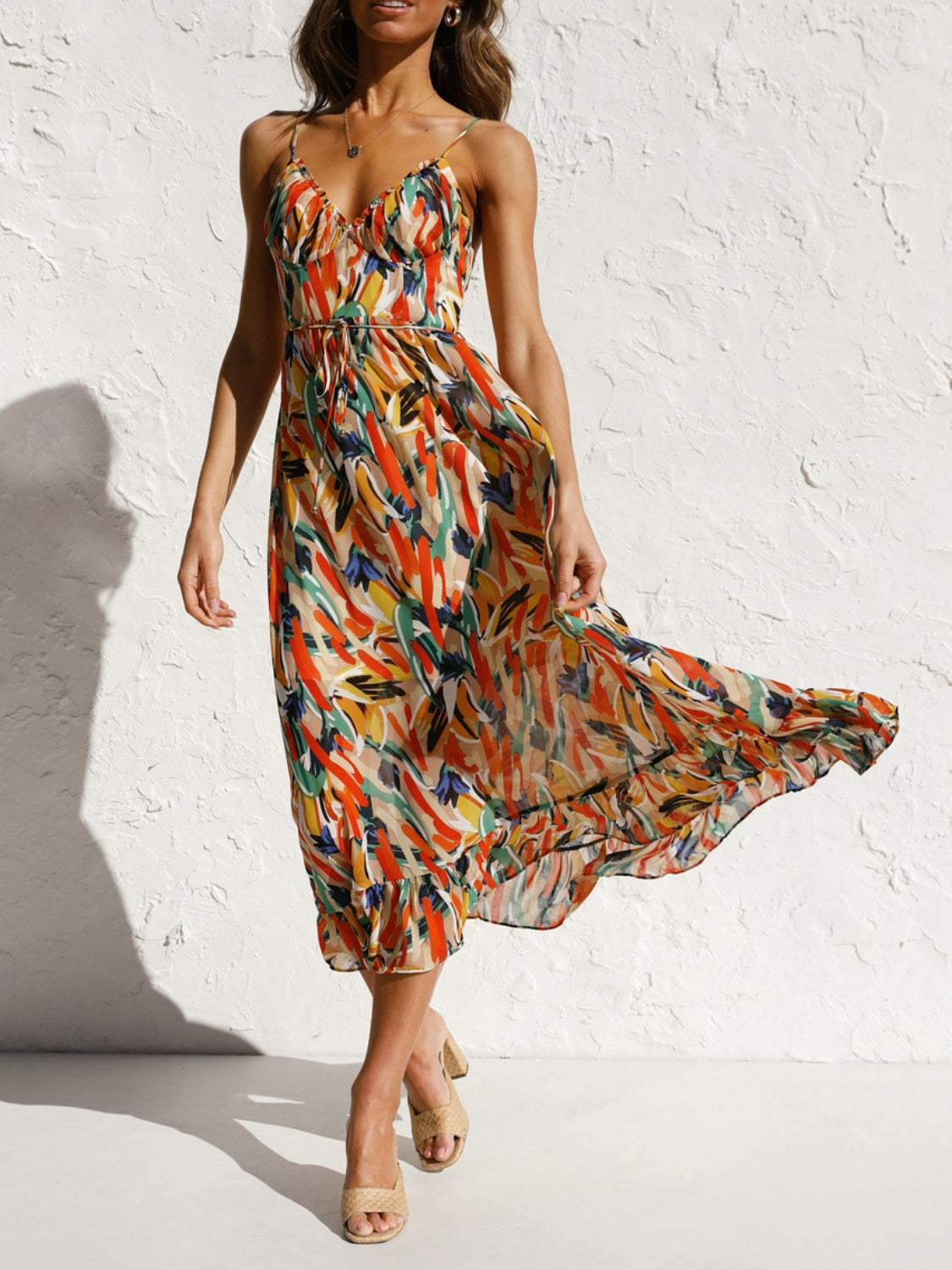 Explore More Collection - Printed Sleeveless Midi Cami dress