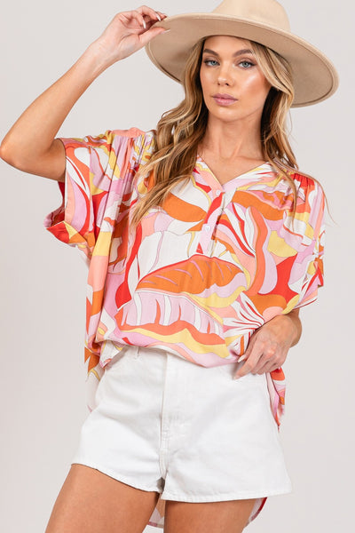 Explore More Collection - SAGE + FIG Abstract Print Half Button Blouse