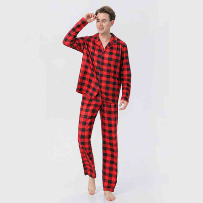 Explore More Collection - Men Plaid Collared Neck Shirt and Pants Set