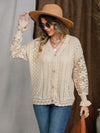 Explore More Collection - Eyelet Button Up Lantern Sleeve Cardigan