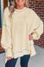 Explore More Collection - Slit Round Neck Lantern Sleeve Sweatshirt