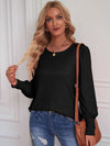 Explore More Collection - Round Neck Lantern Sleeve Blouse