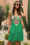 Explore More Collection - Geometric V-Neck Spaghetti Strap Cover Up Dress