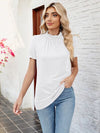 Explore More Collection - Frill Mock Neck Flounce Sleeve Blouse