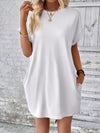 Explore More Collection - Pocketed Round Neck Short Sleeve Dress