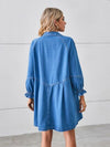 Explore More Collection - Button Up Flounce Sleeve Mini Denim Dress