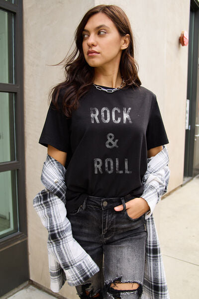 Explore More Collection - Simply Love Full Size ROCK & ROLL Short Sleeve T-Shirt