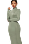 Explore More Collection - Mock Neck Long Sleeve Maxi Slim Dress