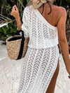 Explore More Collection - Slit Openwork Single Shoulder Knit Dress