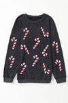 Explore More Collection - Sequin Candy Cane Round Neck Sweatshirt