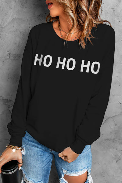 Explore More Collection - HO HO HO Graphic  Round Neck Sweatshirt