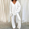 Explore More Collection - V-Neck Long Sleeve Top and Long Pants Set