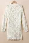 Explore More Collection - Openwork Open Front Dropped Shoulder Cardigan