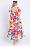 Explore More Collection - GeeGee Full Size Printed Smocked Back Tiered Maxi Dress