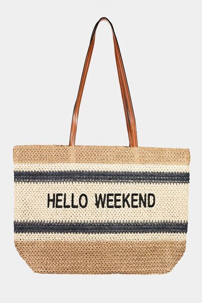 Explore More Collection - Fame Letter Graphic Striped Tote Bag