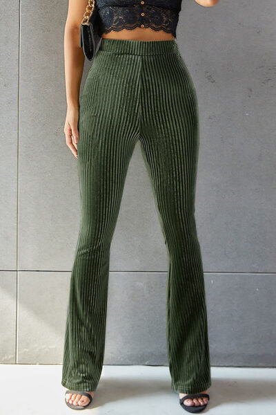 Explore More Collection - Ribbed High Waist Flare Pants