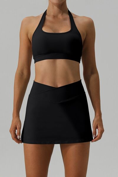 Explore More Collection - Halter Neck Tank and Slit Skirt Active Set