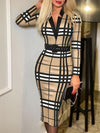 Explore More Collection - Printed Notched Long Sleeve Wrap Dress