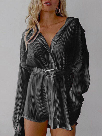 Explore More Collection - Button Up Dropped Shoulder Shirt Dress