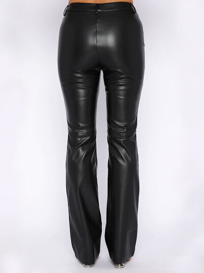 Explore More Collection - Leather High Waist Straight Pants