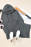 Explore More Collection - Drawstring Zip Up Sweatshirt and Shorts Set