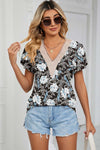 Explore More Collection - Floral V-Neck Short Sleeve T-Shirt