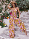 Explore More Collection - Cutout Printed Spaghetti Strap Jumpsuit