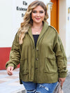 Explore More Collection - Plus Size Exposed Seam Dropped Shoulder Jacket