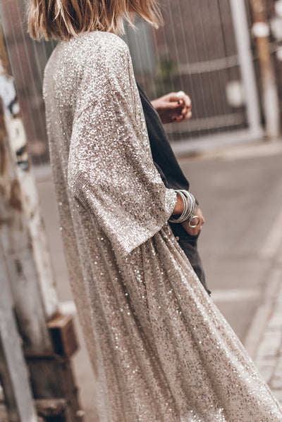 Explore More Collection - Sequin Open Front Duster Cardigan