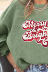Explore More Collection - Ribbed Sequin Letter Graphic Round Neck Long Sleeve Sweatshirt