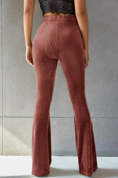 Explore More Collection - Ribbed High Waist Flare Pants