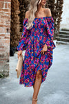 Explore More Collection - Printed Balloon Sleeve Midi Dress