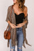 Explore More Collection - Fringe Hem Slit Open Front Cardigan