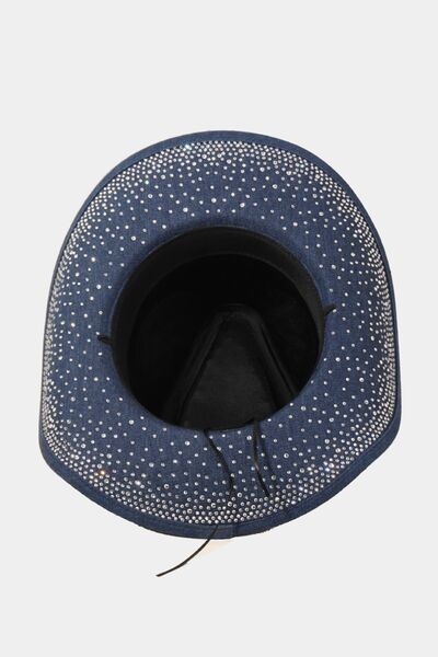 Explore More Collection - Fame Rhinestone Wide Brim Denim Hat