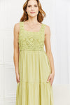 Explore More Collection - Summer Dream Crochet Midi Dress in Lime