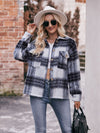 Explore More Collection - Plaid Dropped Shoulder Collared Jacket