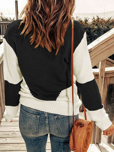 Explore More Collection - Contrast Round Neck Sweater