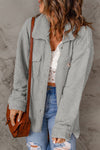 Explore More Collection - Fuzzy Button Up Pocketed Jacket