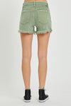 Explore More Collection - RISEN Mid Waist Frayed Hem Denim Shorts