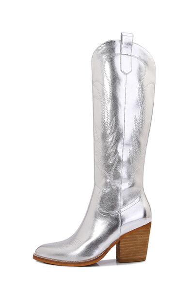 Explore More Collection - Melody Metallic Knee High Cowboy Boots