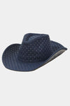 Explore More Collection - Fame Rhinestone Wide Brim Denim Hat