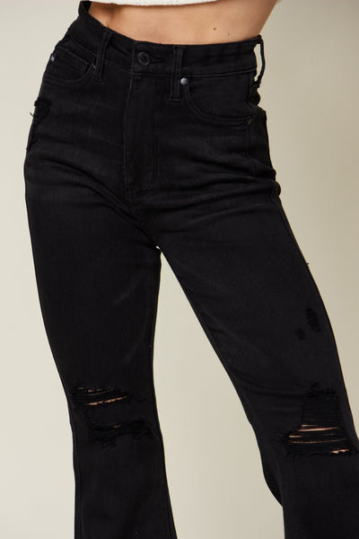 Explore More Collection - Judy Blue Full Size High Waist Distressed Flare Jeans