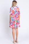 Explore More Collection - GeeGee Printed Short Sleeve Ruffle Hem Dress