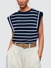 Explore More Collection - Striped Round Neck Cap Sleeve T-Shirt