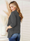 Explore More Collection - Ninexis Open Front 3/4 Sleeve Full Size Cardigan