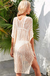 Explore More Collection - Double Take Openwork Lace Up Side Knit Cover Up