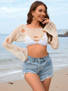 Explore More Collection - Distressed Boat Neck Long Sleeve Cover Up